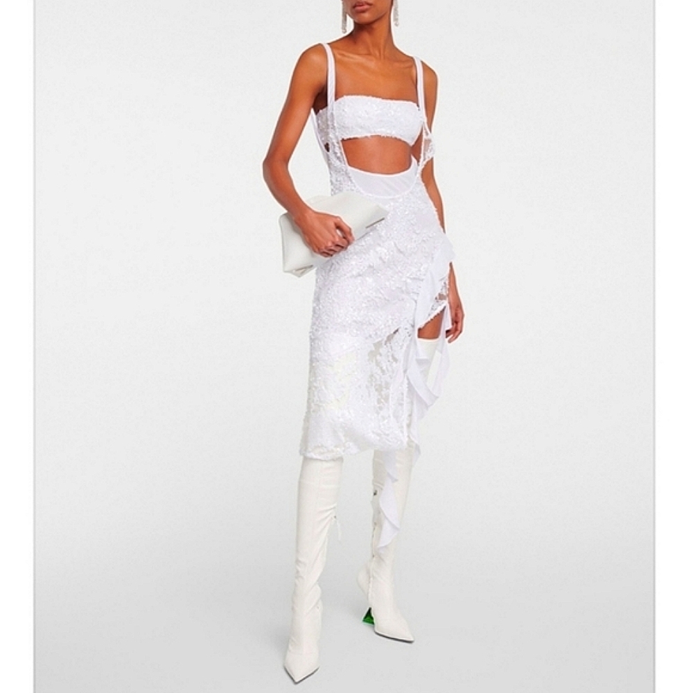 The Attico NORA Elegant White Lace Dress, Size EU 38 - Picture 11 of 16